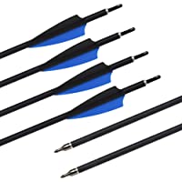 SHARROW 12pcs Flechas de Carbono 30 Pulgadas Spine 500 para Arco Compuesto Recurvo Flechas de Caza